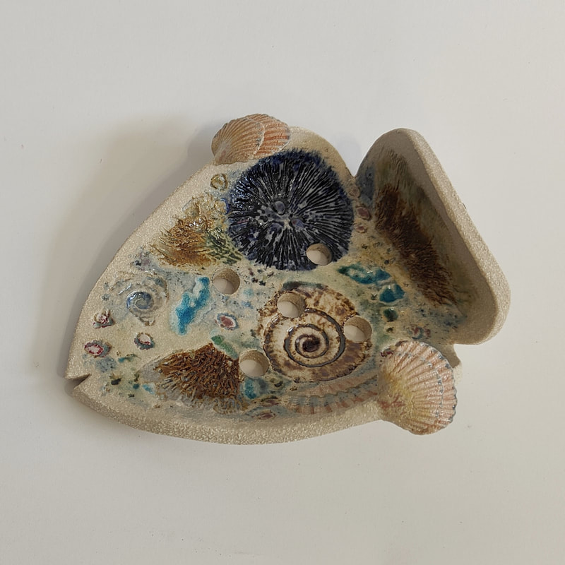 Ceramic fish soap dish in stoneware by Holly Sandham