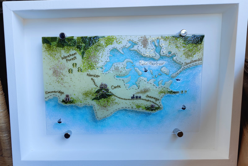 Framed fused glass panel of Purbeck. £219